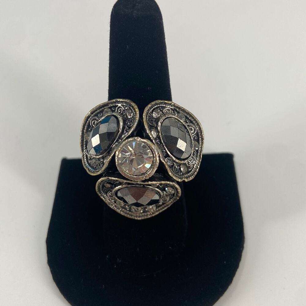 Floral abstract adjustable ring size 9